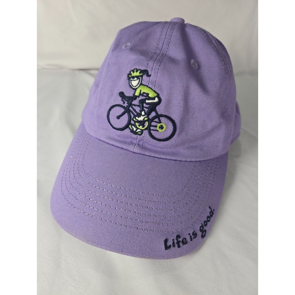 Life is Good Lavender Cyclist Baseball Cap Embroidered Jackie